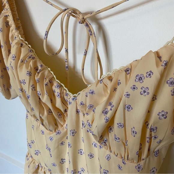 Princess Polly yellow floral dress size 4 - Picture 3 of 4
